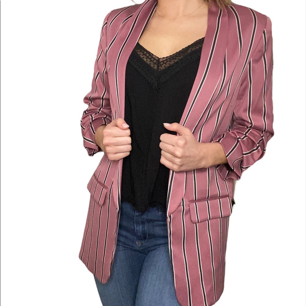 Size medium pink and black stripped suit jacket